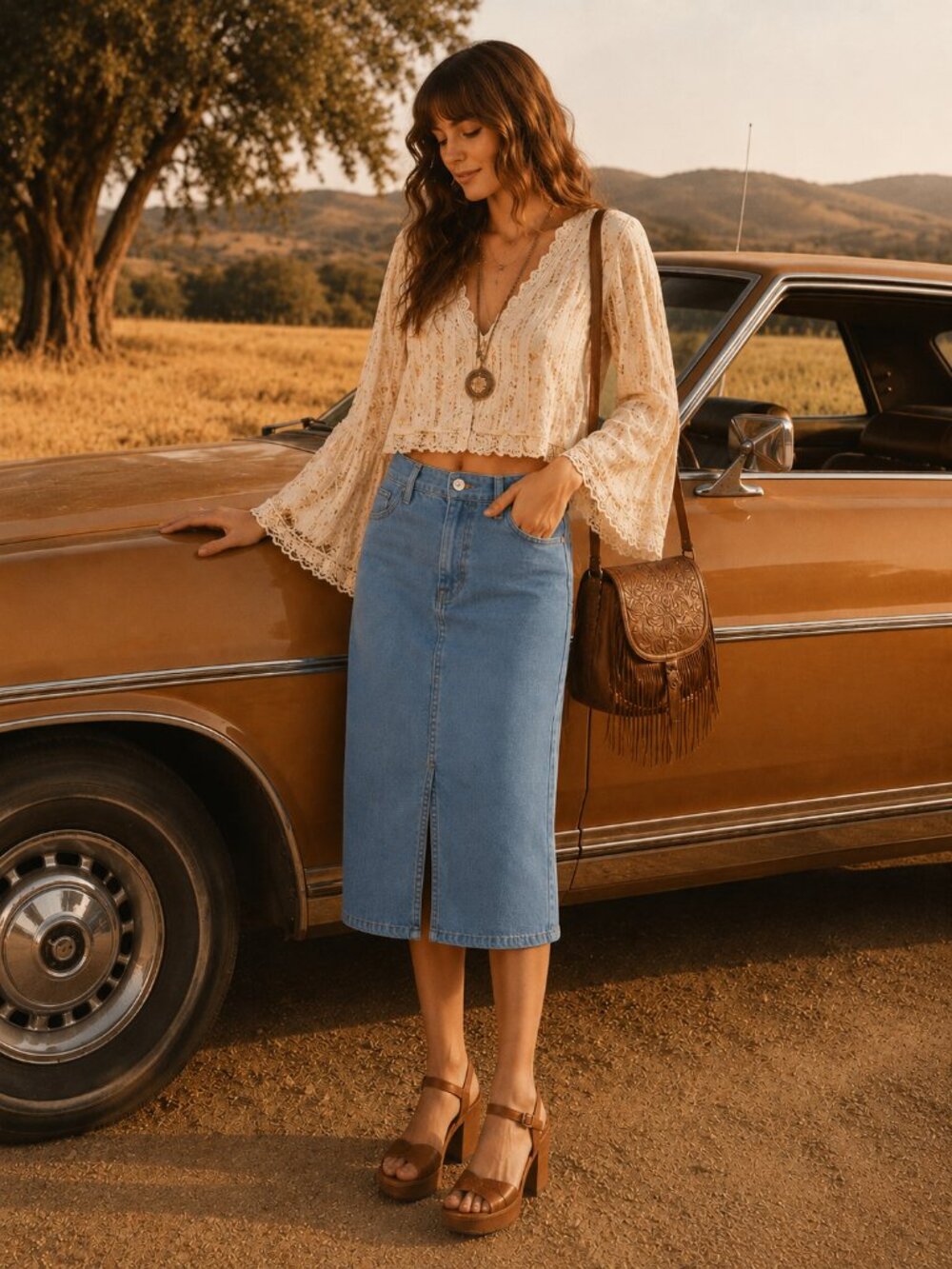 Vintage Gap Denim Midi Skirt - Y2K
